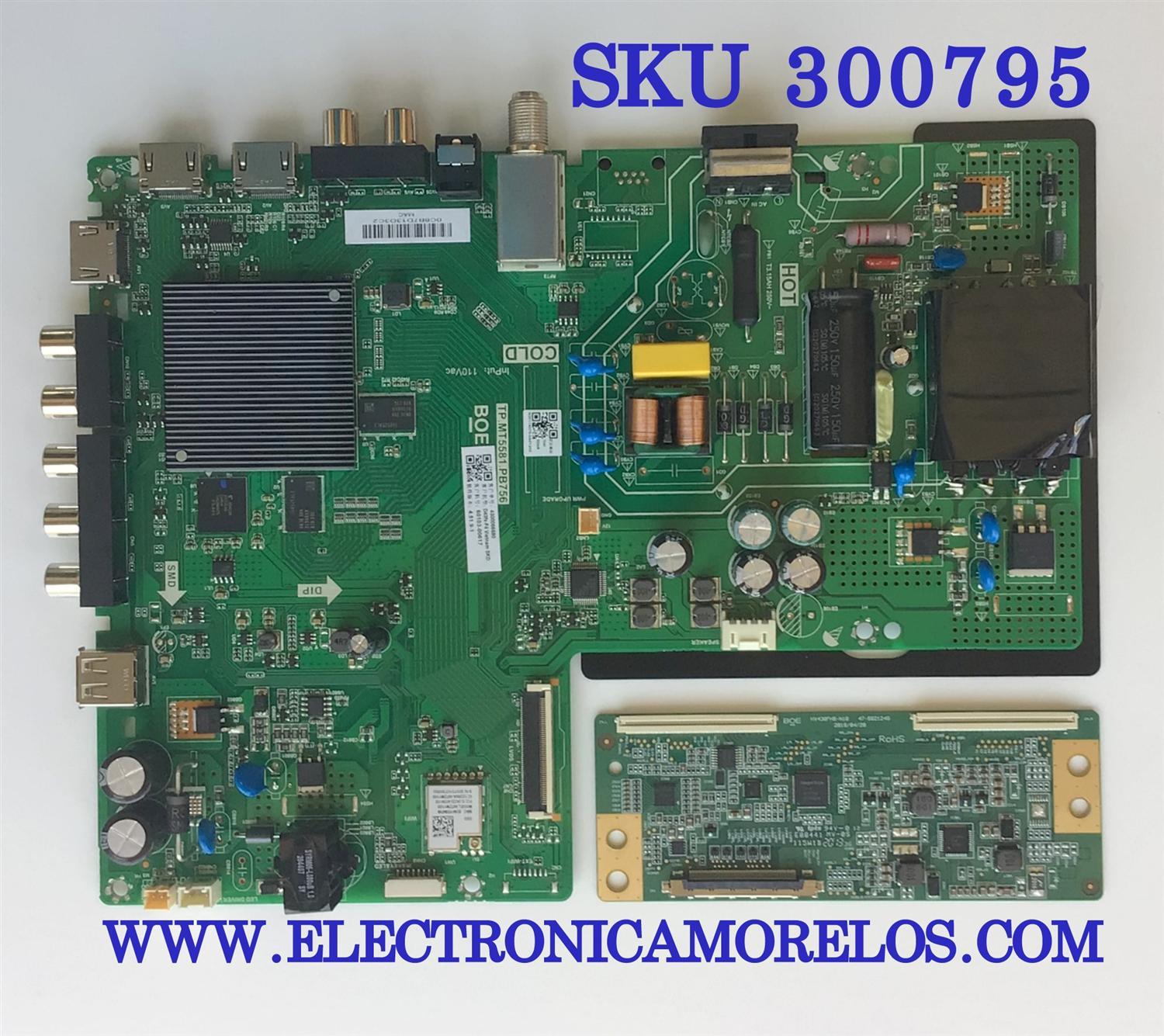 KIT DE TARJETAS PARA  SMART TV VIZIO / MAIN FUENTE 60103-00617 / TP.MT5581.PB756 / N20114075 / 4300066680 / 0C8B7D13D3C2 / T-CON 44-9771588O / 47-6021249 / HV430FHB-N10 / PANEL BOEI430WU1 / DISPLAY HV430FHB-N10 REV.2.1 / MODELO D43FX-F4 LBVFVN
